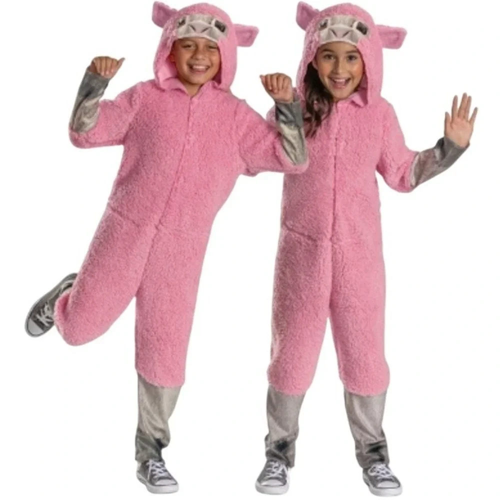 Minecraft Movie Pink Sheep Child Costume Jumpsuit Hooded One Piece Size 4-6x NEW